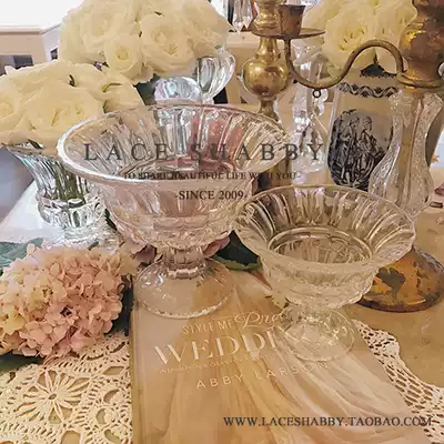 LACESHABBY imported retro French style luxury home relief cut glass tall vase-4