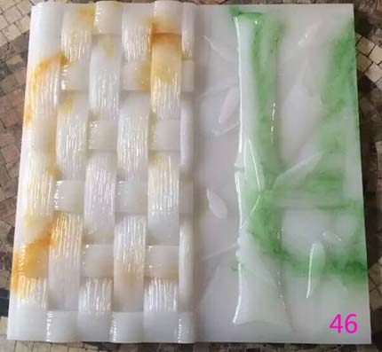 Antique brick imitation jade jade carving electric sofa background wall living room art wall resin brick carving relief three-dimensional