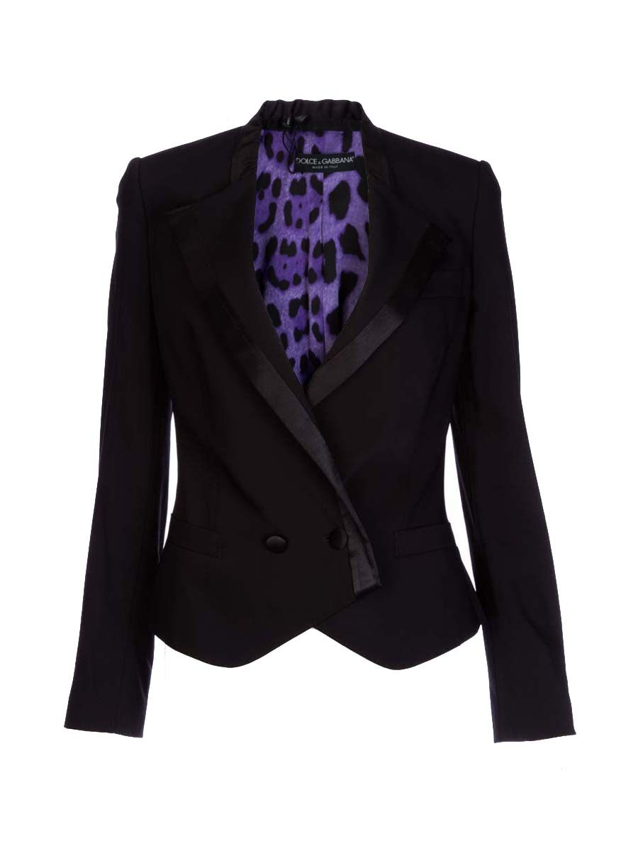 Dolce&Gabbana 黑色翻领拼接设计修身外套