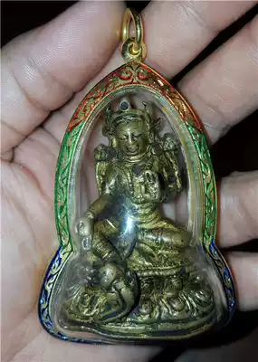 (Original Buddha)Tibetan ancient monastery inheritance business blessing Green Mother portable Buddha Pure Gold Ga house