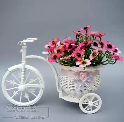 Set tricycle flower arrangement factory direct plastic tricycle rattan bicycle flower basket car ultra low 9 9 yuan