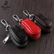 Bao da chìa khóa ô tô hoa văn vải da bò lớp trên cao cấp dây kéo unisex ô tô đựng chìa khóa từ xa - Trường hợp chính
