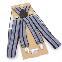 X-shaped mens trousers wide strap 4 clips Extended fat strap clip four clips Adult elastic shoulder strap suspender belt