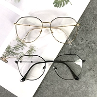 Văn học retro hộp lớn gương phẳng Sinh viên Hàn Quốc hoang dã đơn giản kim loại kính mỏng gọng kính gọng kính nam - Kính khung kính versace