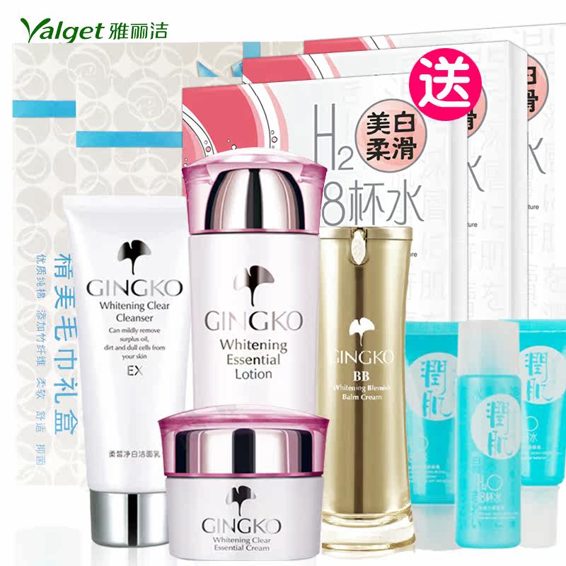 雅丽洁 银杏柔皙四件套冬季面部护理套装补水化妆品女正品