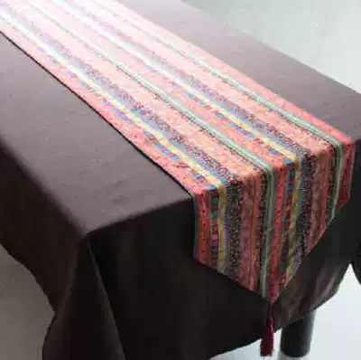 Four-color Southeast Asia Thai striped table flag cotton linen table cloth tea table flag hotel bed tail towel custom