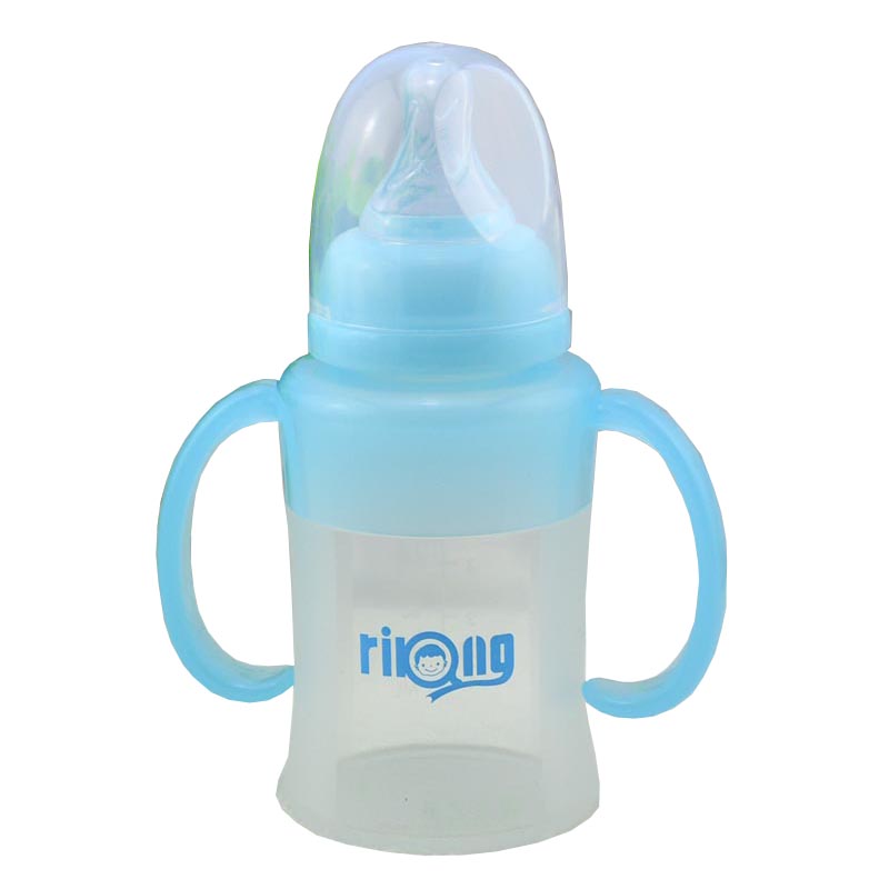 正品日康RK-3049标准口径防胀气液硅胶软体婴儿奶瓶120ml有柄包邮