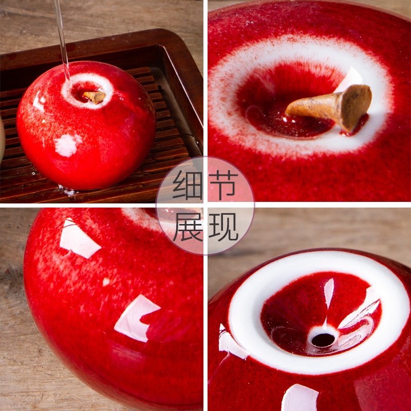 Jingdezhen ceramics mini red apple furnishing articles wine TV ark, sitting room adornment creative wedding gift