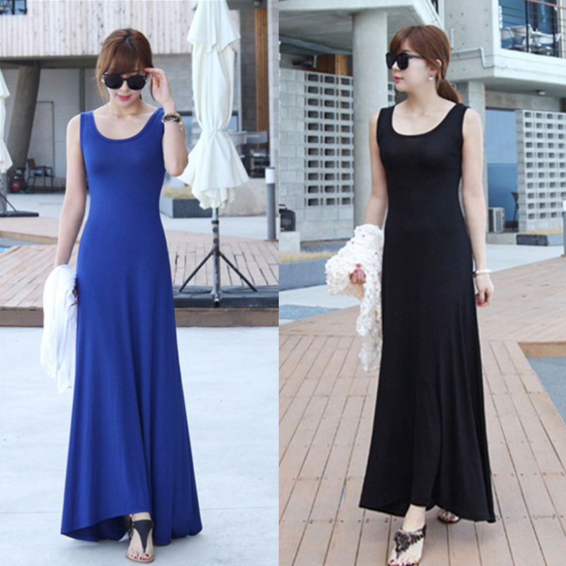 2026 Spring/Summer New Vest Dress Base Dress Modal Dress Women's Loose Floor-Length Dress Beach Dress Plus Size