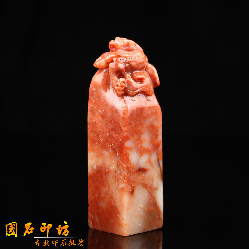 Shoushan Stone Hibiscus Freeze Playful Tiger Seal Gold Stone Seal Engraving name Chapter Exercise Chapter Material Wholesale GS012