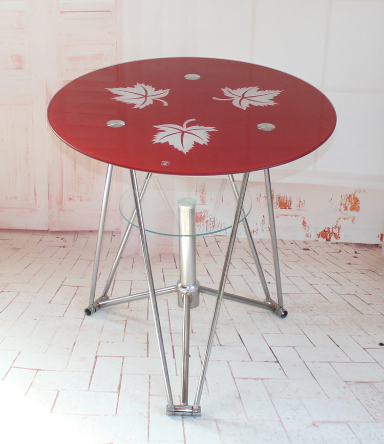 Double-layer tempered glass sample house display center reception table 4S shop negotiation table small round table small apartment type dining table coffee table