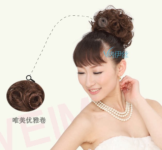 Wedding bride wig hair ring head flower large curly female comb buckle rope fixed beautiful curly hair accessories fashion hair