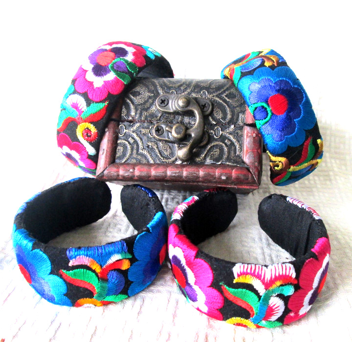 Welcome Wholesale Embroidered Bracelet Hot Pin Embroidered Slim Silver Bracelet National Wind Bracelet-Taobao