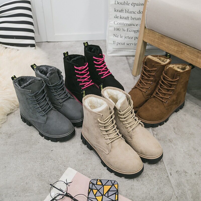 Winter snow boots Korean version Inron comfort Martin Short boot plus suede Chauter Thickened Warm Casual Women Cotton Boots Shoes