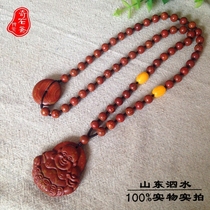 Natural Surabaya stone-stone Surabaya rich and expensive red-stone yellow stone necklace with stone-stone chuckle Buddha necklace