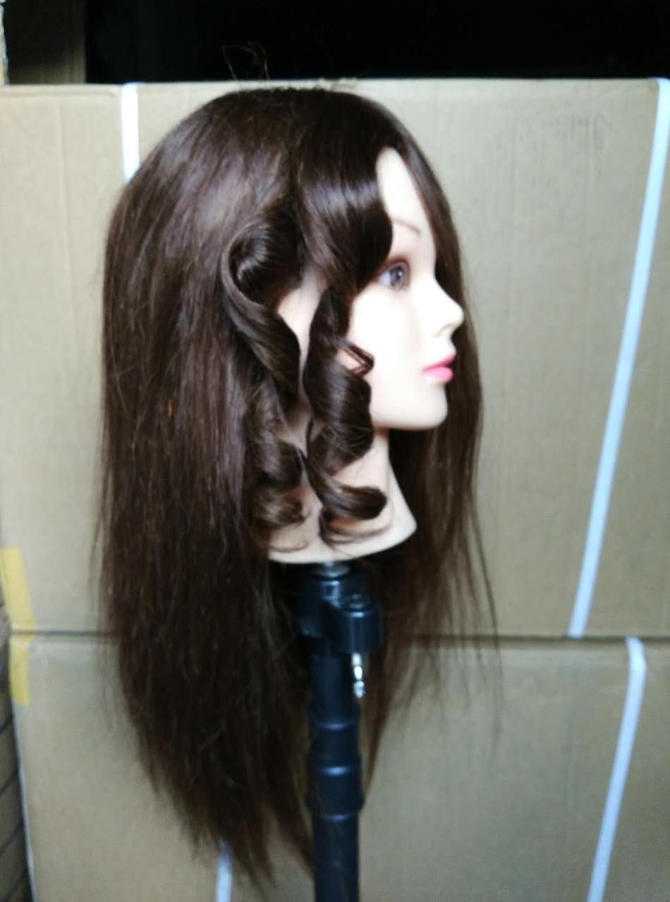 75%real hair practice head model special head doll head dummy head Makeup plate Hair curl stick Hot splint straightening hair cut