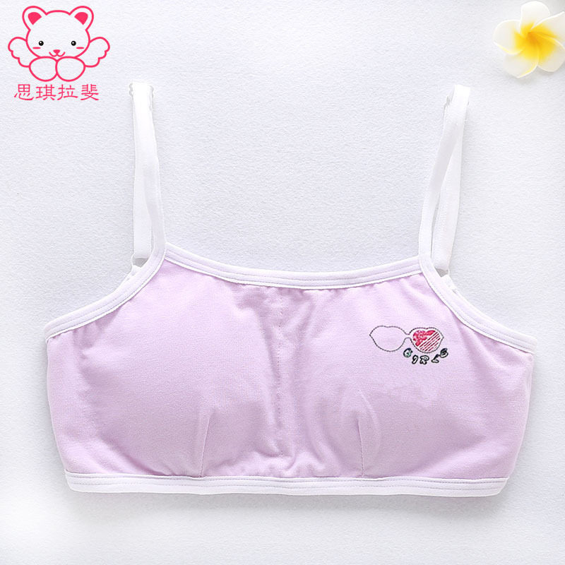 Girls bra without steel ring puberty girls underwear 10-13-15 years old middle school students sling bra