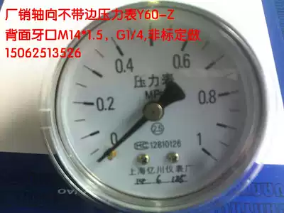 GAUGE DIAMETER 60 AXIAL WITHOUT SIDE PRESSURE GAUGE Y60-Z 0-0 6 11 62 546101625MPA