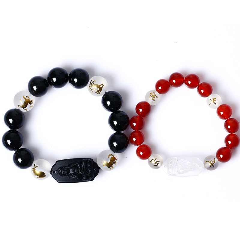 Rabbit Natal Buddha Manjushri Bodhisattva three-in-one Liuhe Zhengyuan guardian rabbit three-in-one bracelet Birthday gift Gift