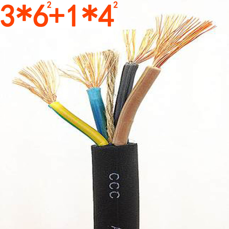 3 * 6 1*4 wire national standard cable wire three-phase four-wire copper wire cord soft wire 380V engineering cable per meter