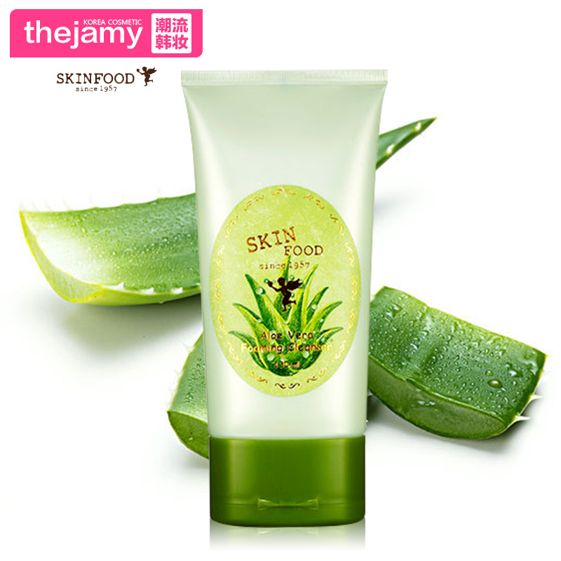 韩国正品直邮 SKIN FOOD 芦荟保湿泡沫洁面乳 130ml