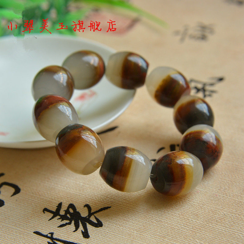 Yellow dragon jade hand chisel, transfer beads, eggplant mountain sand material, bracelet, unique atmosphere, Yunnan Longling old material