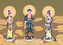 Decorated portraits of the Three Western Saints of Amitabha Mahasthamaprapta and Avalokitesvara Bodhisattva double-sided plastic photo paper