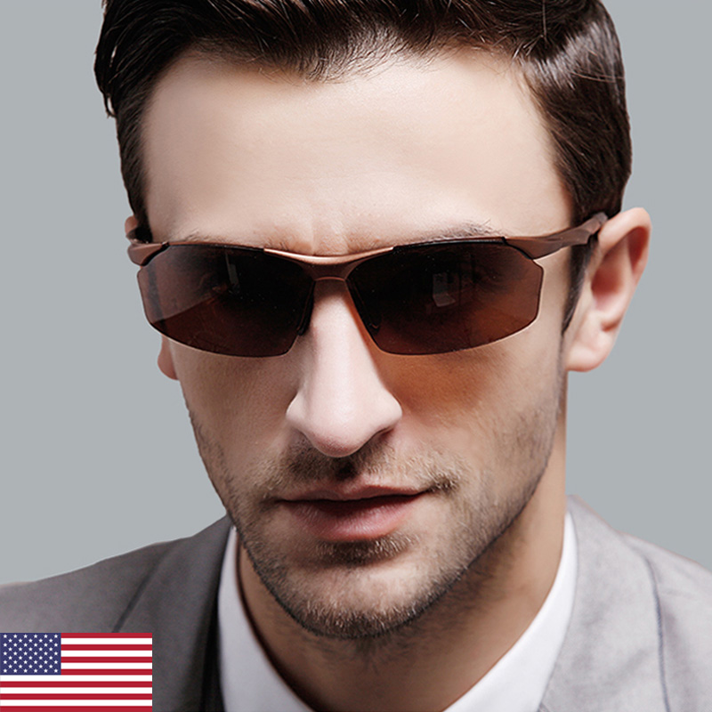 Men's half-frame aluminum magnesium polarized sunglasses night-vision goggles driver driving mirror anti-glare Spotlight Sunglasses