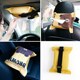 Car headrest tissue box cute cotton and linen fabric tissue box cartoon bear tissue cover chair back hanging tissue bag