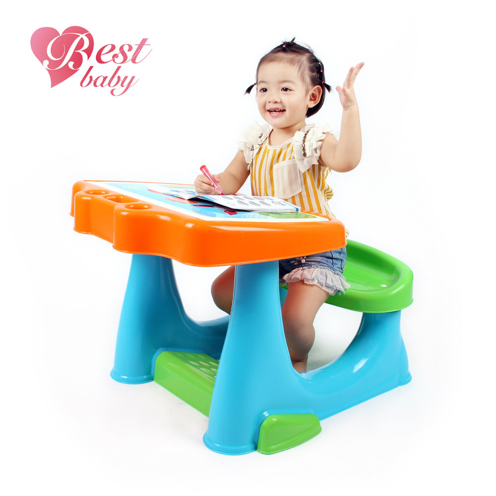 Multifunctional plastic baby desk Children's table and chair set Kindergarten cartoon writing learning table chair Dining table