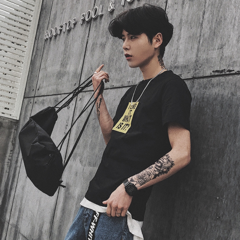 兔公子韩版宽松学生衣服短袖t恤男半袖字母夏季上衣打底衫体恤潮