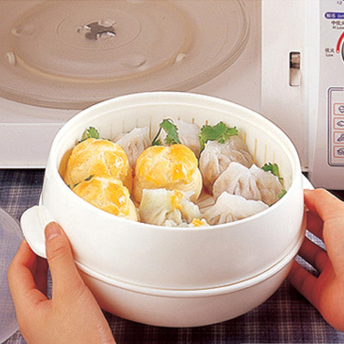 Revitalize microwave oven round steamer double-layer kitchen steamed dumplings steamed buns steamed box heating cage