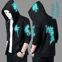 Sán Đầu Ghost Dance Night Light Wei Street Dance HipHop Parkour Chàng trai và Cô gái Mũ huỳnh quang Áo khoác dài tay hoodie nỉ