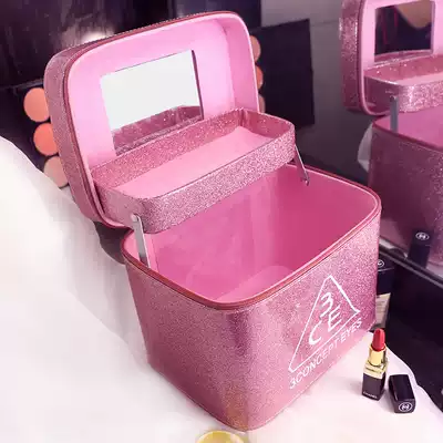 Folding cosmetic bag large capacity female Korean double-layer portable three-dimensional box simple cosmetic storage box waterproof