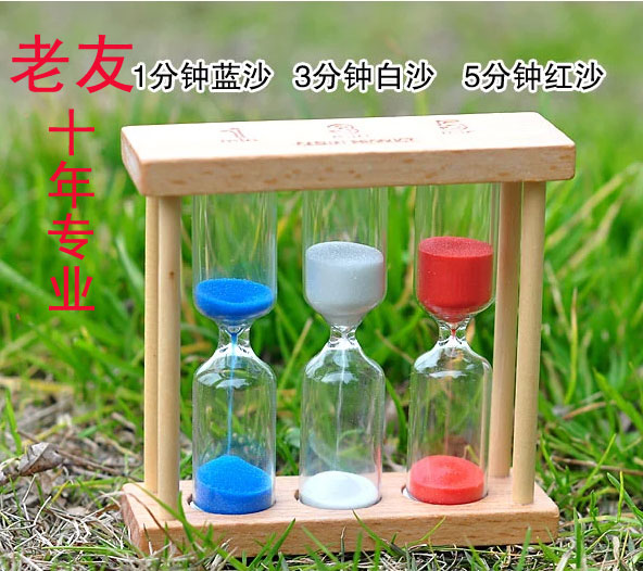 Beech wood 1 2 3 4 5 min hourglass Catering tea with timer 3 color wooden even body combined hourglass