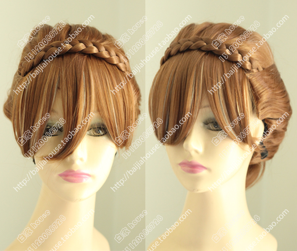 Cos Wig Frozen Anna Coronation Version Updo Style Highlights Original Wig