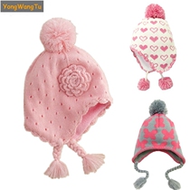 Baby girl fall winter ear protection cap baby child plus velvet warm wool cap girl knit cap foreign style princess cap