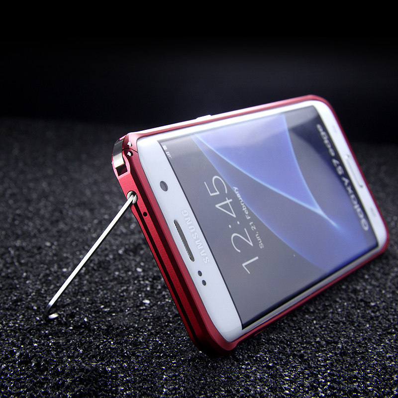iMatch Slim Light Aluminum Metal Shockproof Bumper with Kickstand for Samsung Galaxy S7 Edge G9350 & S7 G9300