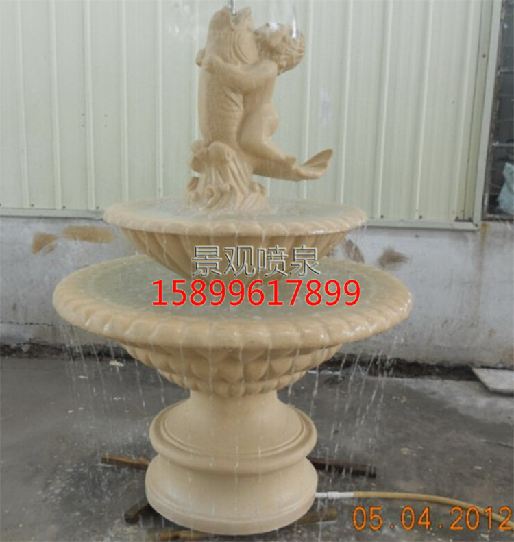 Glass fiber yellow sandstone large outdoor landscape fountain sculpture garden green space square pool landscape fountain ornaments