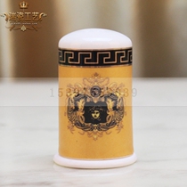 Ceramic toothpick tube ktv set-up table decoration toothpick box night club gold bottom toothpick Cup