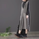 Retro văn học túi lớn cổ chữ V tay áo lỏng áo mỏng nữ áo vest dài váy mùa thu áo công sở nữ Áo vest