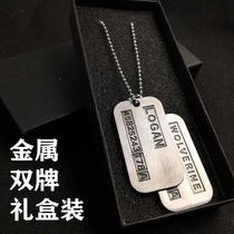 X-Men Wolverine Logan Military Necklace Dog Tag Hugh Uncle Wolf Metal Domineering Jewelry Necklace Tag Gift