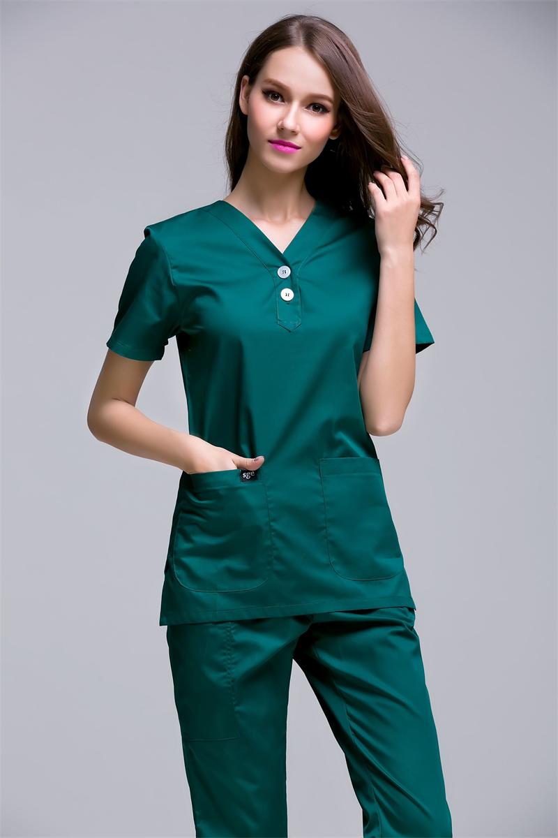 Rose Qige women's short-sleeved V-neck brush hand suit Surgical gown Oral plastic surgery hospital beauty salon doctor work suit
