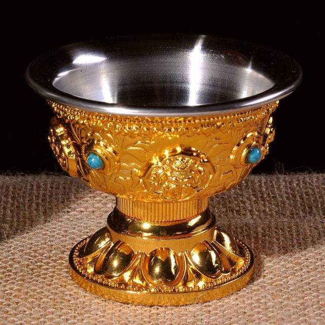 Gift Buddha for Buddha Nepal Eight auspicious Chinese gold High foot Eight for cup stainless steel liner Water supply bowl Small number