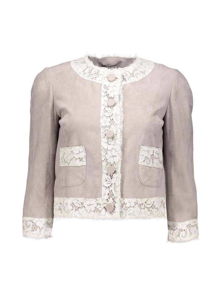 Dolce&Gabbana 浅藕色蕾丝饰开襟上衣