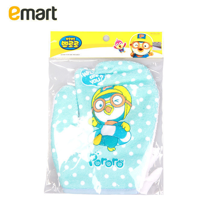 EMART易买得 韩国进口pororo宝露露婴幼儿柔软沐浴洗澡手套 棉质