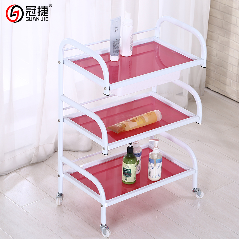 Beauty salon trolley Three-layer shelf with drawer Beauty salon Nail cart Glass tool cart trolley