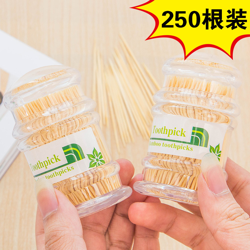 Pagoda silo fitted natural bamboo hotel environmentally-friendly toothpicks for domestic disposable double head toothpicks about 250