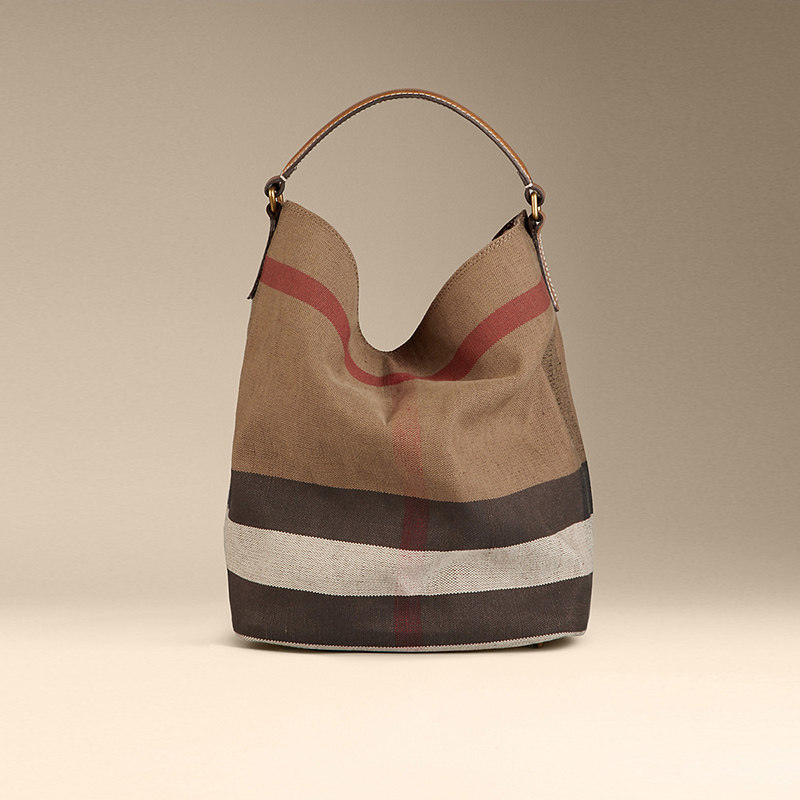 BURBERRY/博柏利中号Canvas Check格纹Hobo包 39457421