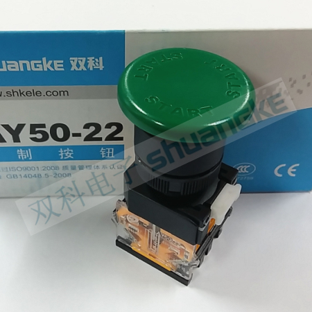 Jiangsu Shuangke electric LAY50-22C-11M jog flat button self-duplex mushroom head 22mm push button switch